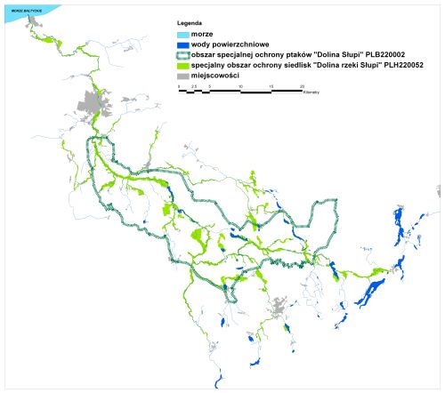Mapa z obszarami z sieci Natura 2000