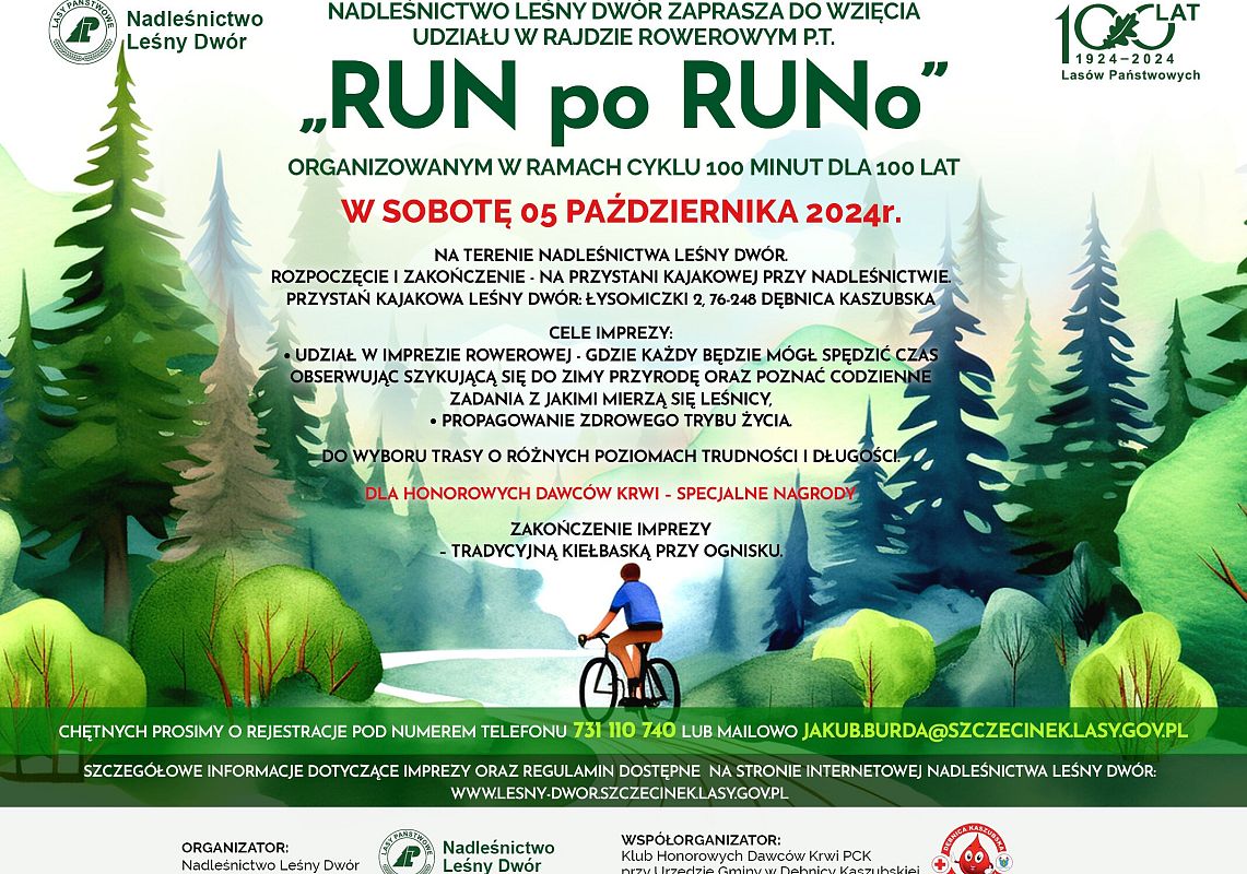 Plakat zaproszenie na imprezę rowerową "RUN po RUNo"