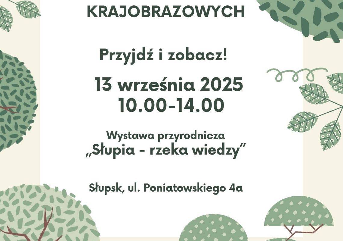 Plakat promujący wydarzenie. Na jasnym tle rysunkowe drzewa w odcieniach stonowanej zieleni, na środku tekst zapraszający na wsytawę.